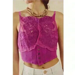 Free People Raspberry Sorbet Have My Heart Corset Top Size Medium